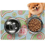 Blue Paisley Dog Food Mat - Small w/ Monogram