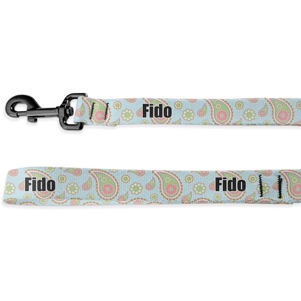 Custom Blue Paisley Deluxe Dog Leash - 4 ft (Personalized)