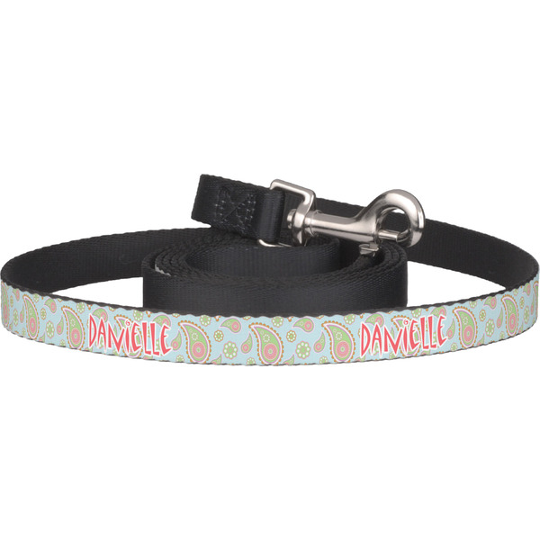 Custom Blue Paisley Dog Leash (Personalized)