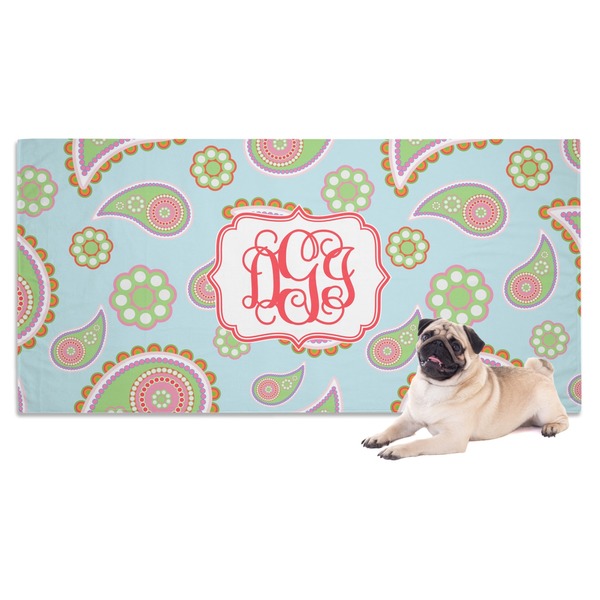 Custom Blue Paisley Dog Towel (Personalized)