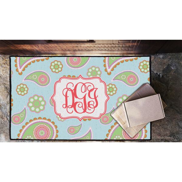 Blue Paisley Door Mat - LIFESTYLE (Lrg)