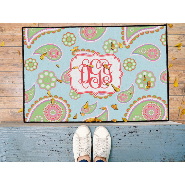 Blue Paisley Door Mat - LIFESTYLE (Med)