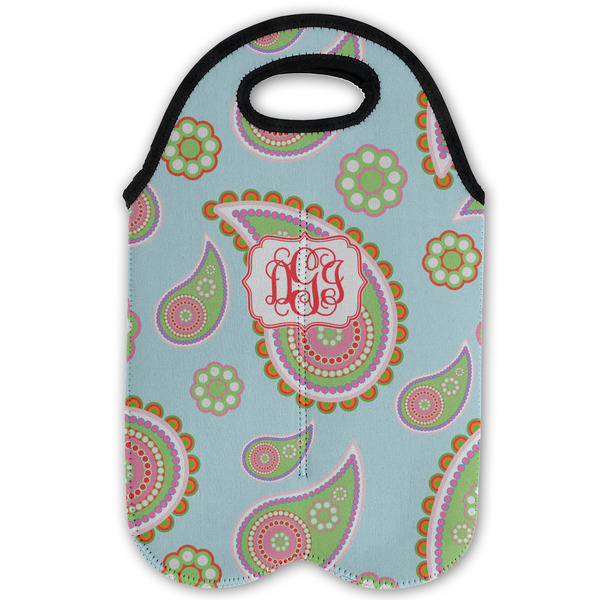Blue Paisley Double Wine Tote - Flat (new)