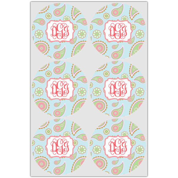 Blue Paisley Drink Topper - Large - Set of 6