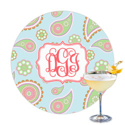 Blue Paisley Printed Drink Topper - 3.25" (Personalized)