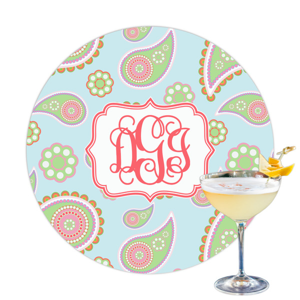 Custom Blue Paisley Printed Drink Topper (Personalized)