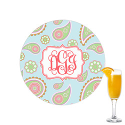 Blue Paisley Printed Drink Topper - 2.15" (Personalized)
