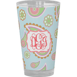 Blue Paisley Pint Glass - Full Color (Personalized)