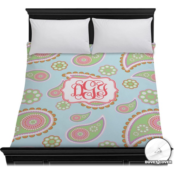 Custom Blue Paisley Duvet Cover - Full / Queen (Personalized)