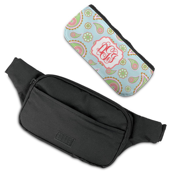 Blue Paisley Fanny Packs - FLAT (flap off)