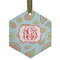 Blue Paisley Frosted Glass Ornament - Hexagon