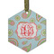 Blue Paisley Flat Glass Ornament - Hexagon w/ Monogram