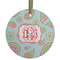 Blue Paisley Frosted Glass Ornament - Round