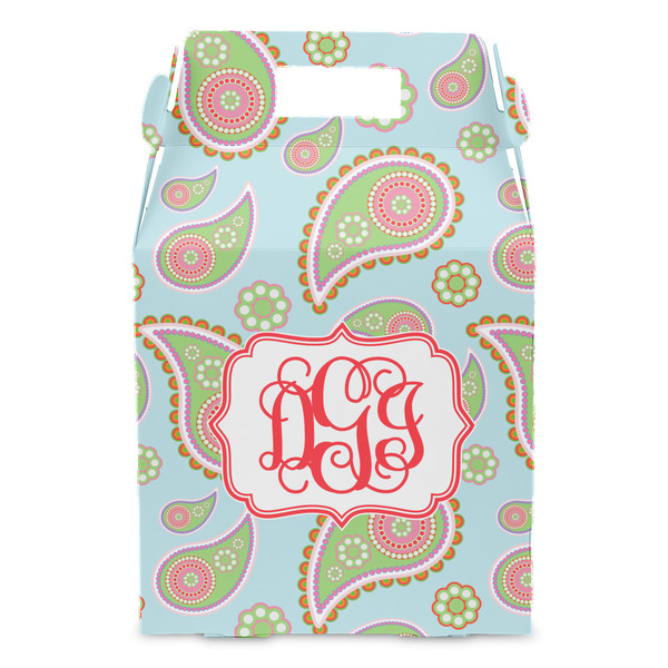Blue Paisley Gable Favor Box - Front