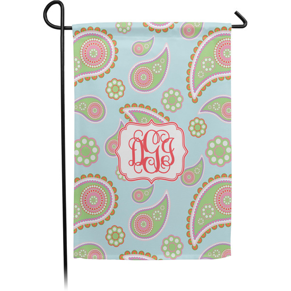 Custom Blue Paisley Small Garden Flag - Single Sided w/ Monograms