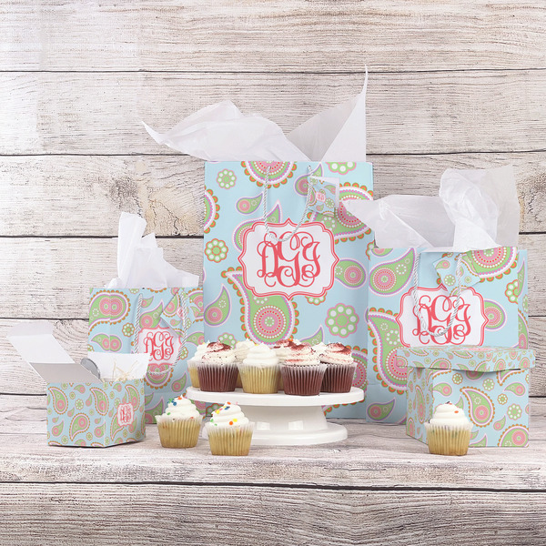 Blue Paisley Gift Bags - In Context