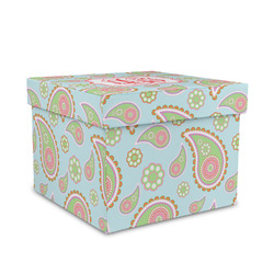 Blue Paisley Gift Box with Lid - Canvas Wrapped - Medium (Personalized)
