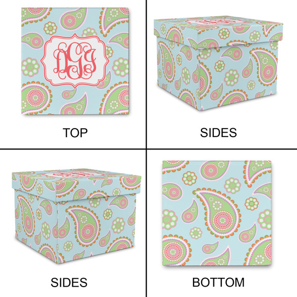 Blue Paisley Gift Boxes with Lid - Canvas Wrapped - Small - Approval