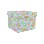 Blue Paisley Gift Box with Lid - Canvas Wrapped - Small (Personalized)