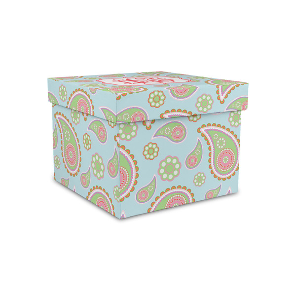 Custom Blue Paisley Gift Box with Lid - Canvas Wrapped - Small (Personalized)