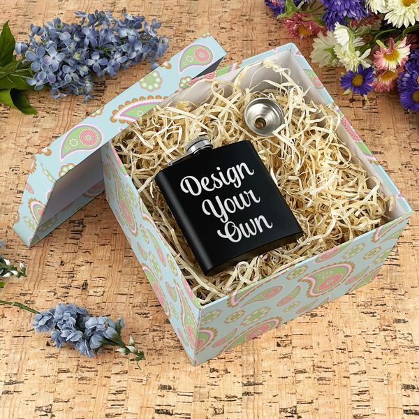 Blue Paisley Gift Boxes with Lid - Canvas Wrapped - X-Large - In Context