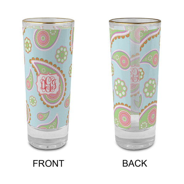 Blue Paisley Glass Shot Glass - 2 oz - Single - APPROVAL