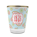 Blue Paisley Glass Shot Glass - 1.5 oz - with Gold Rim - Set of 4 (Personalized)