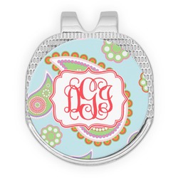 Blue Paisley Golf Ball Marker - Hat Clip - Silver