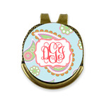 Blue Paisley Golf Ball Marker - Hat Clip - Gold