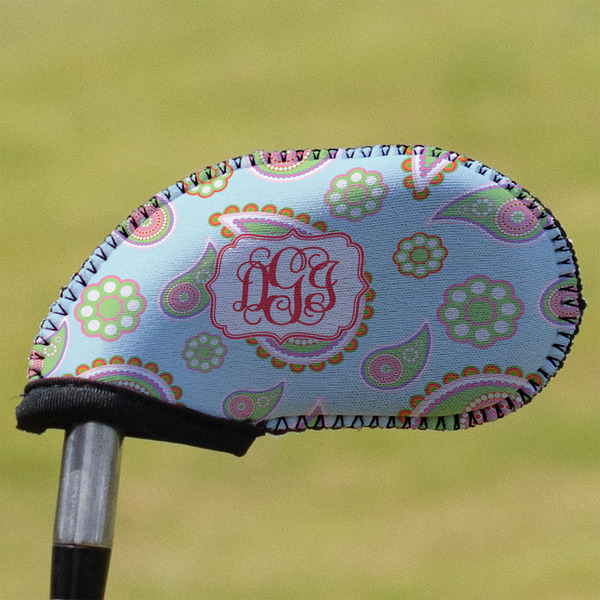 Custom Blue Paisley Golf Club Iron Cover (Personalized)