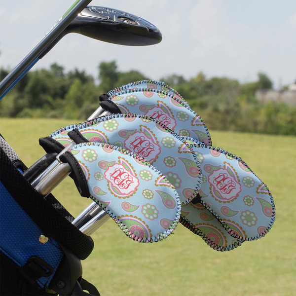 Custom Blue Paisley Golf Club Iron Cover - Set of 9 (Personalized)