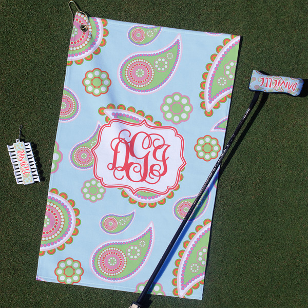 Custom Blue Paisley Golf Towel Gift Set (Personalized)