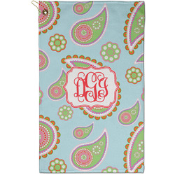 Blue Paisley Golf Towel - Poly-Cotton Blend - Small w/ Monograms