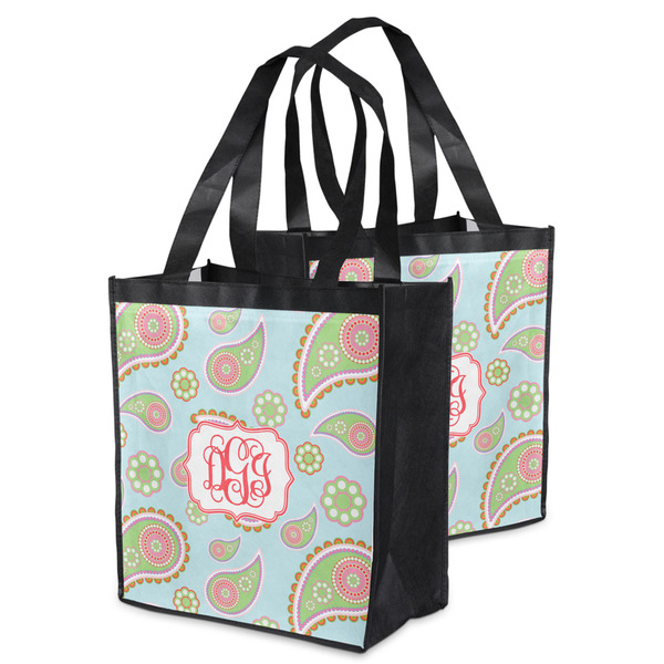 Blue Paisley Grocery Bag - MAIN