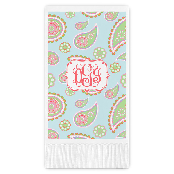 Custom Blue Paisley Guest Paper Towels - Full Color (Personalized)