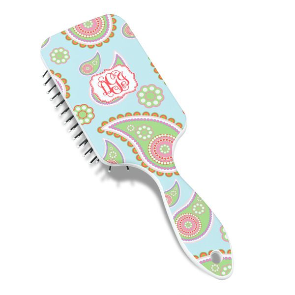 Blue Paisley Hair Brush - Angle View