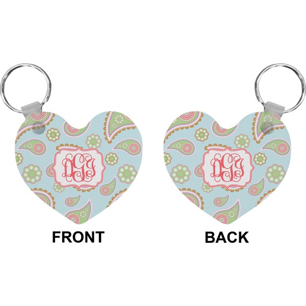 Blue Paisley Heart Keychain (Front + Back)