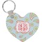 Blue Paisley Heart Plastic Keychain w/ Monogram