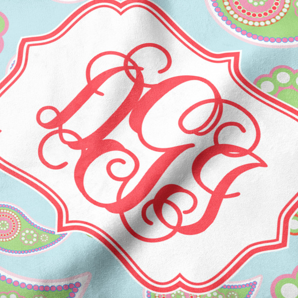 Blue Paisley Hooded Baby Towel- Detail Close Up