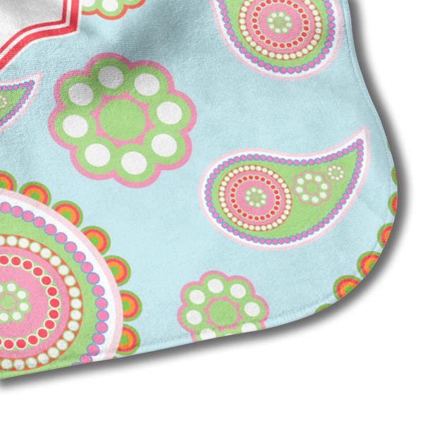 Blue Paisley Hooded Baby Towel- Detail Corner