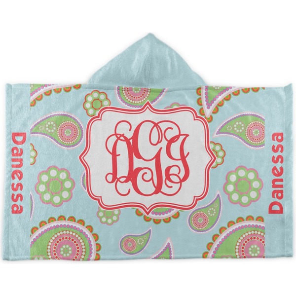 Custom Blue Paisley Kids Hooded Towel (Personalized)