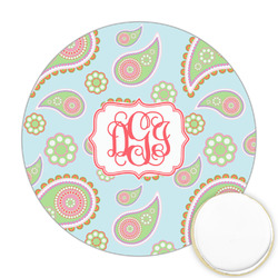 Blue Paisley Printed Cookie Topper - Round (Personalized)