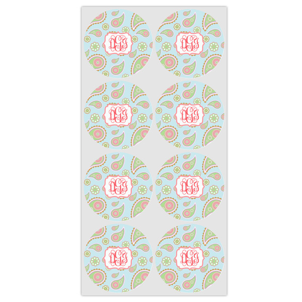 Blue Paisley Icing Circle - Medium - Set of 8