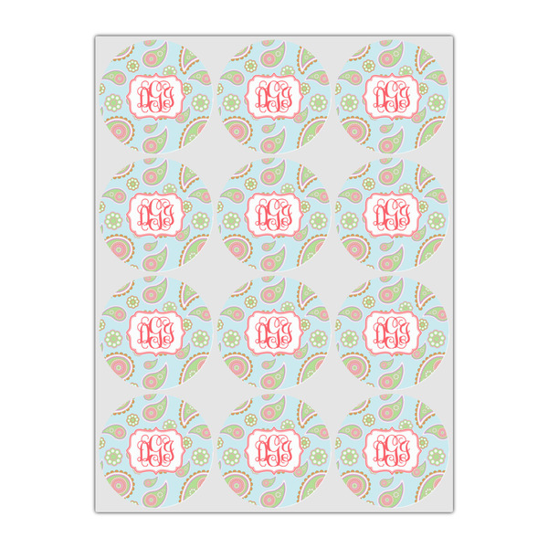 Blue Paisley Icing Circle - Small - Set of 12