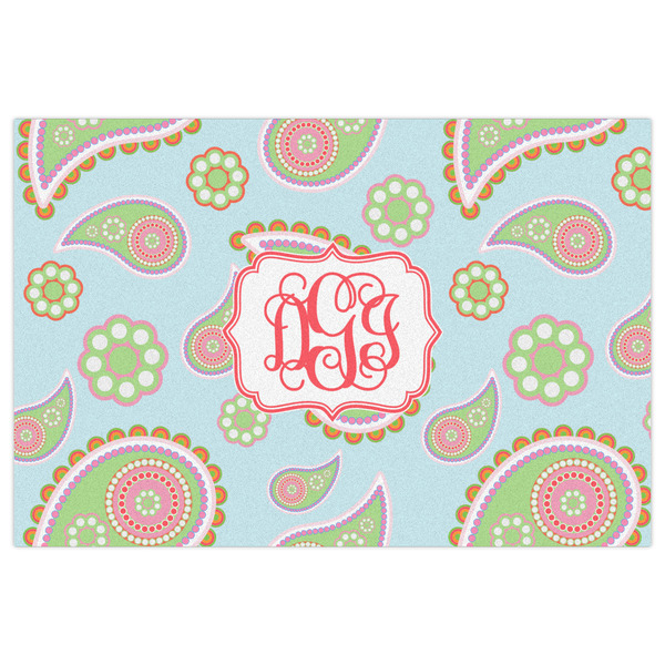 Blue Paisley Indoor / Outdoor Rug - 2'x3' - Front Flat