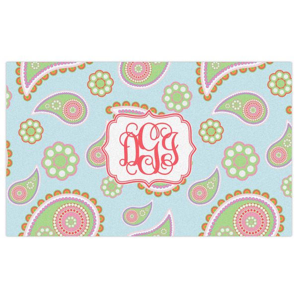 Blue Paisley Indoor / Outdoor Rug - 3'x5' - Front Flat