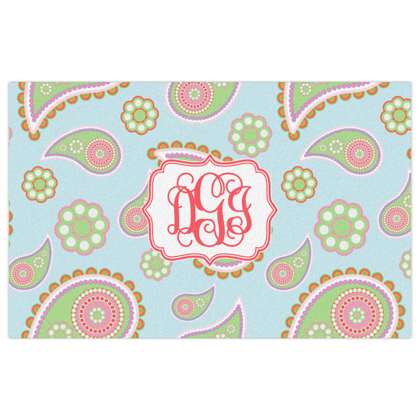 Blue Paisley Indoor / Outdoor Rug - 5'x8' - Front Flat