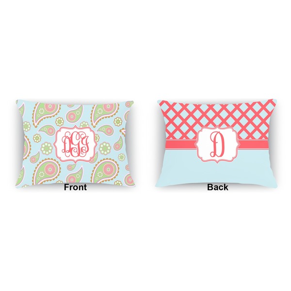 Blue Paisley  Indoor Rectangular Burlap Pillow (Front and Back)