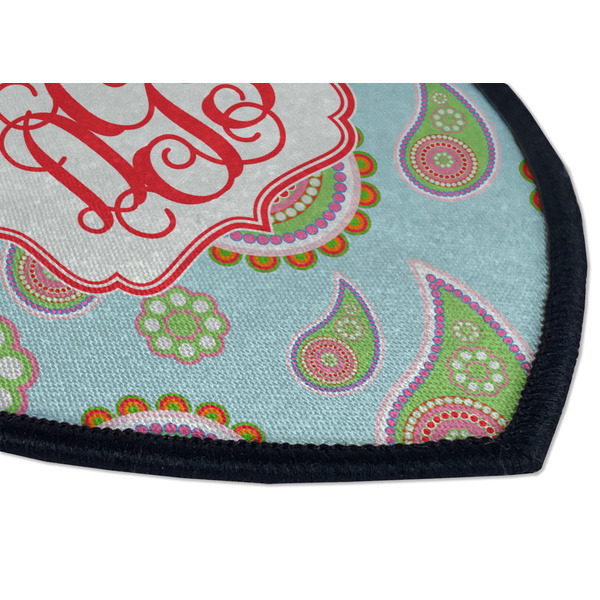 Blue Paisley Iron on Shield 3 Detail