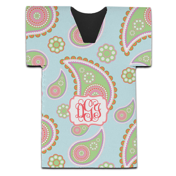 Blue Paisley Jersey Bottle Cooler - Set of 4 - FRONT (flat)